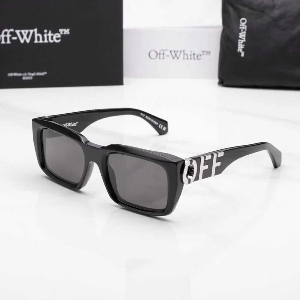 NWT Off-White Hays Black Rectangle 54mm Sunglasses
